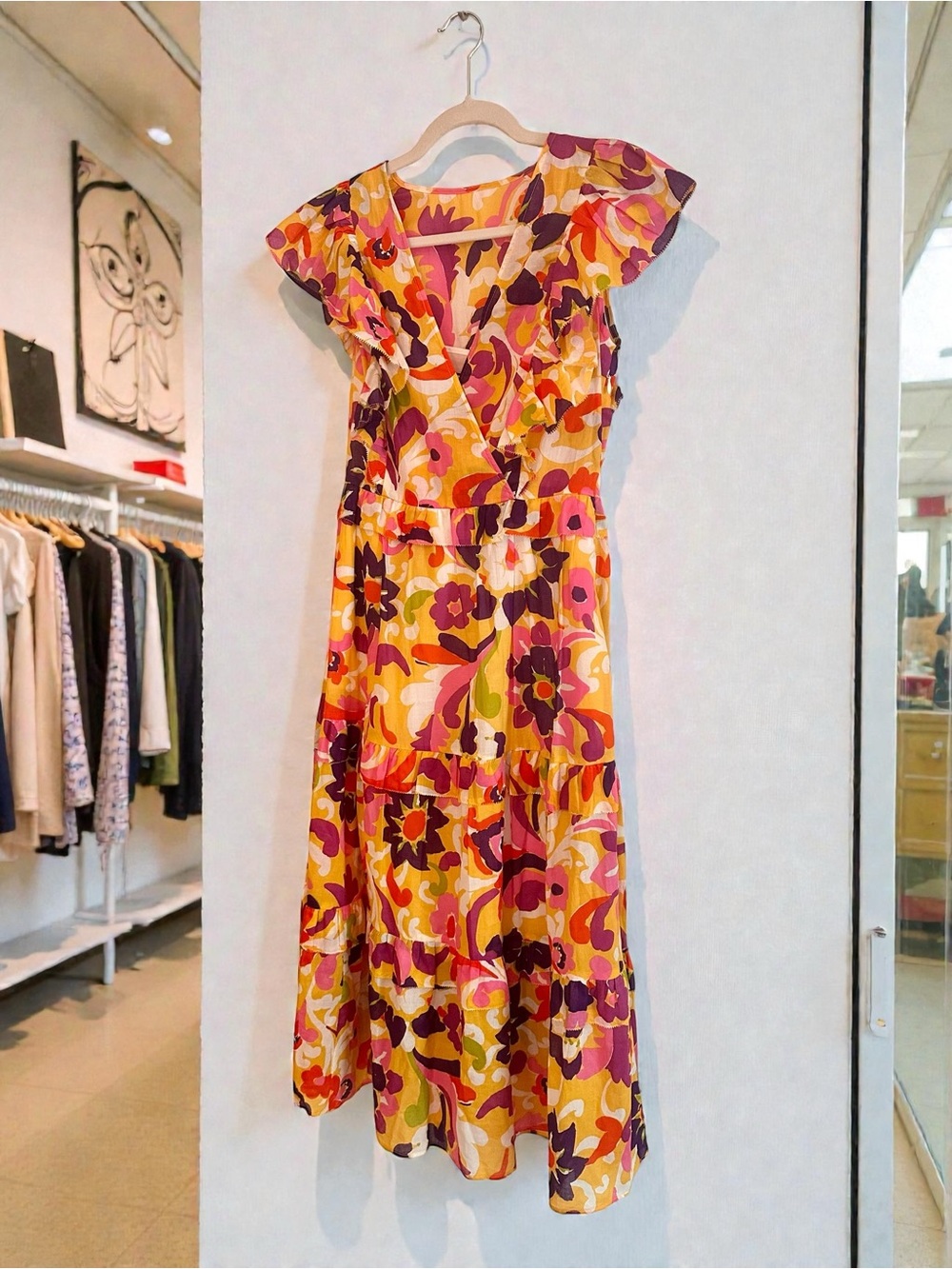 J. Crew Yellow and Pink Floral Maxi Dress